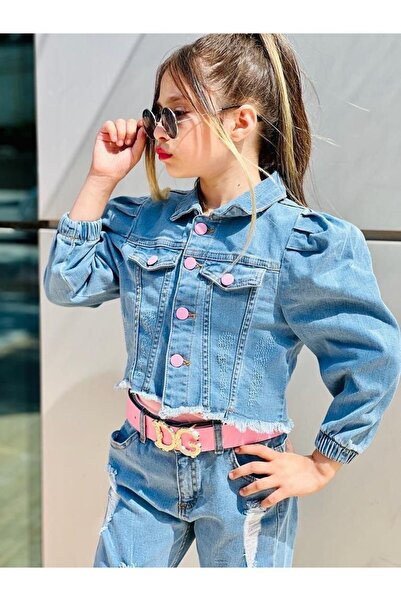 Burçak Butik سترة جينز للفتيات / بنطلون جينز / بدلة / مجموعة من 3 قطع - ملابس...