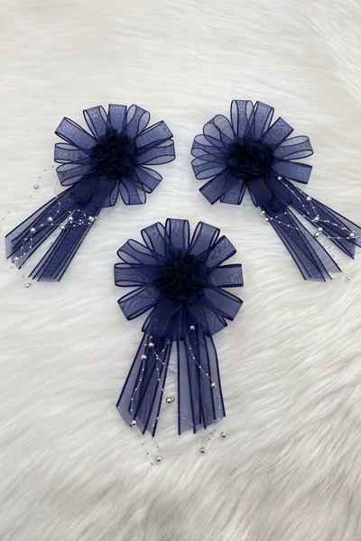 ZEYMERADE حزمة زخرفة باللون الأزرق الداكن، مهر العروس والعريس وحفلات الزفاف و...