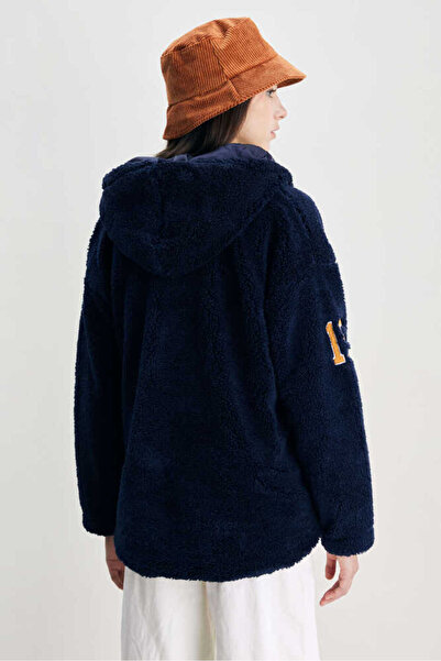 UCLA Servile Navy Blue Embroidered Women's Jacket with Snap Fasteners