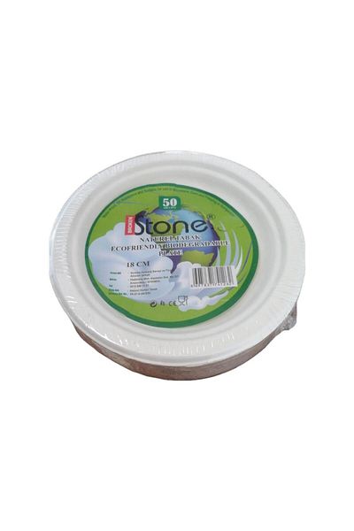 FTM AMBALAJ 18cm Dikbaş Plastic Natural Cardboard Plate - 50Pcs