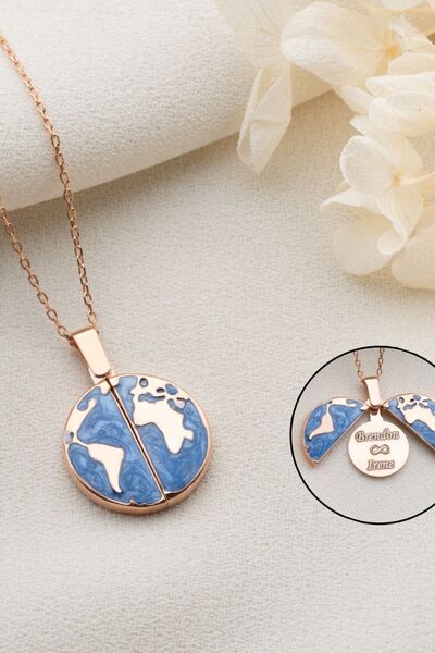 OGO SİLVER 925 Ayar Gümüş Açılabilen İsimli Dünya Kolye