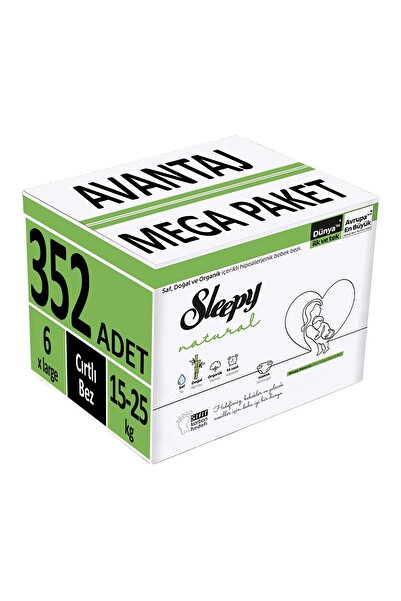 Sleepy Bebek Bezi Natural Beden:6 (15-25kg) X Large 352 Adet Avantaj Mega Pk
