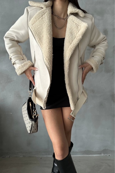 Eka Palton de damă bej cu curea 0990-224015