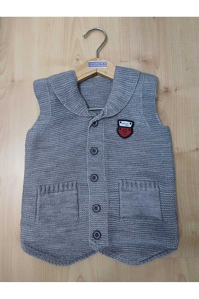 Meriç bebe Baby Boy and Child Seasonal Crest Buttoned Ata Knitwear Vest