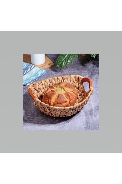Asey Home LUXURY WOODEN ROUND WIRE BASKET BREAD DELIVERY WITH HANDLES