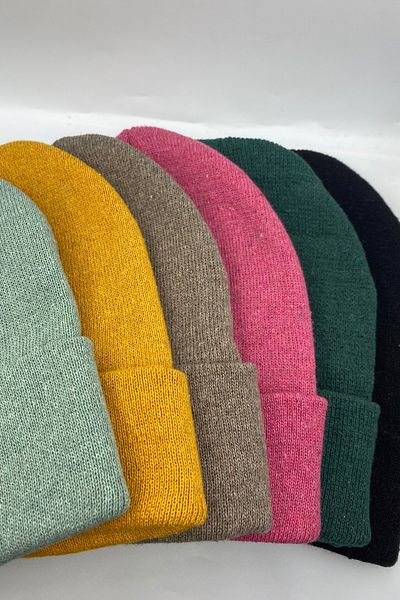 KISCHE Unisex Απλό Βασική Εγχώρια Παραγωγή Διπλωμένο Χειμερινό Σετ μπερέ 6 τεμαχίων