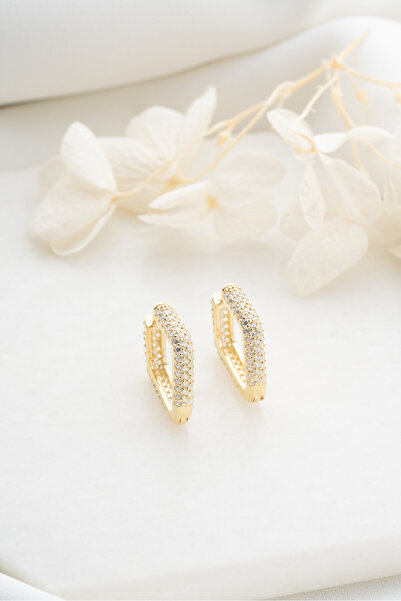 Silvano Jewelry 925 Ayar Gümüş Zirkon Taşlı Trend Halka Küpe