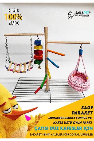 SAKAPET Playground Budgie - Cage Top Bed, Lovebird of Paradise, Forpus Sa9