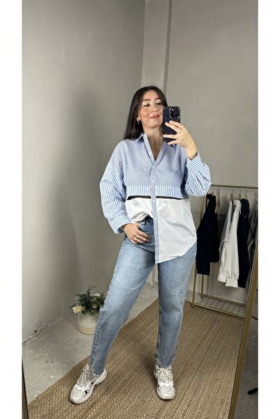 Muaz KADIN ÇİZGİLİ TASARIM GÖMLEK