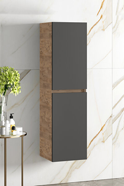 ÖZCEDEN Yıldız 35*130 Cm Atlantik Çam-antrasit Gri Mat Mdf Asma Banyo Boy Dolabı