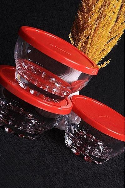 Paşabahçe 53523 Glass 6-Piece Bowl with Lid Breakfast Storage Container Set