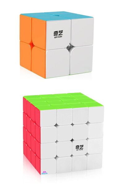 hediyecik Qiyi 2x2 4x4 Stickerless Zeka Küpü Akıl Küpü Rübik Küp Seti