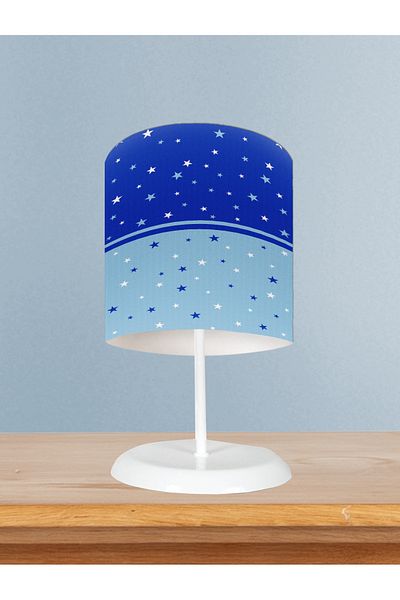 MEKTA HOME Blue Navy Blue Star Patterned Baby and Children's Room Lampshade
