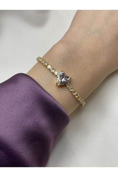 ismim bijuteri Steel Bracelet with Heart Stone