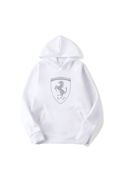 MAGORS SVART WEAR Φούτερ με μακρυμάνικη κουκούλα Ferrari με στάμπα από βαμβάκι