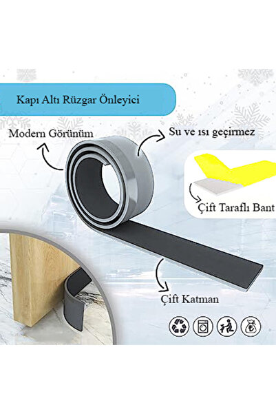 UYDEE 2 Adet Gri Kapı Altı Rüzgar Soğuk Önleyici Eva Toz Tutucu Koku Önleyici