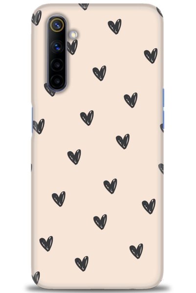 MRCİLETİSİM Realme 6 Case Hd Print Case - Tiny Hearts + Full Screen Protector