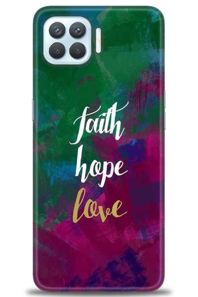 MRCİLETİSİM حافظة مطبوعة عالية الدقة لهاتف اوبو رينو 4 لايت - Faith Hope Love...