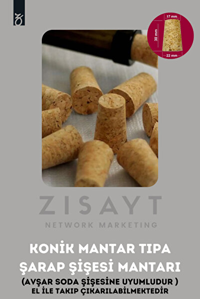 zisayt Mantar Tıpa , Konik Mantar Tıpa, Şarap Şişesi Mantarı, Tak Çıkar Manta...