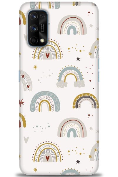 MRCİLETİSİM Realme 7 Pro Case Hd Printed Case - Rainbow + Full Screen Protector