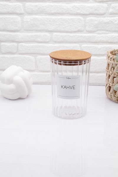 zezedesing 1350ML Decorative Transparent Oval Coffee Jar with Wooden Lid