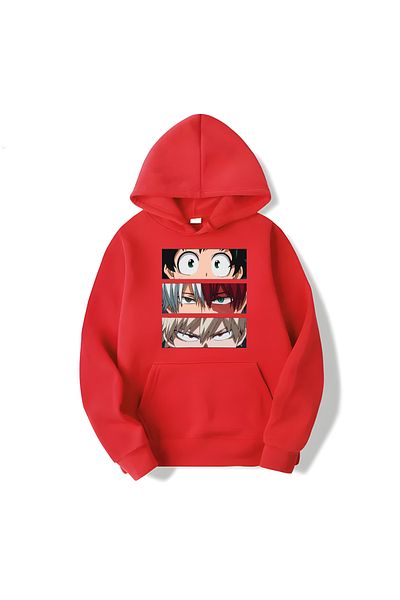 MAGORS Памучен суитшърт с качулка и дълъг ръкав с щампа Naruto Academia SVART WEAR