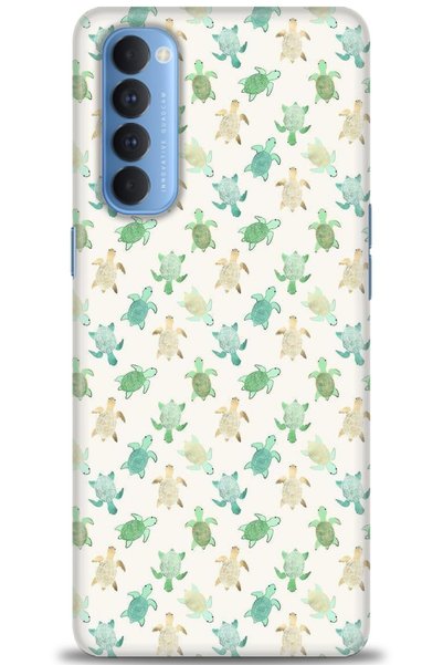MRCİLETİSİM Oppo Reno 4 Pro Case HD Printed Case - Tiny Tortoises + Full Scre...