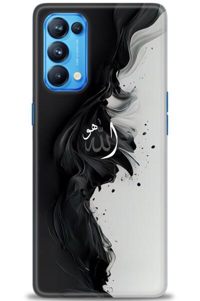 MRCİLETİSİM حافظة لهاتف اوبو رينو 5 برو بطباعة عالية الدقة - أبيض وأسود + واق...