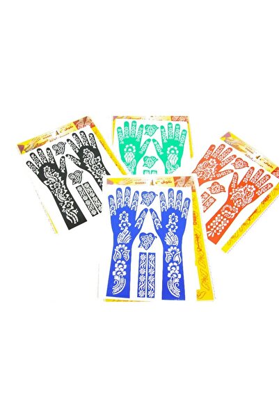 Beauty Box 4 Adet Hint Kınası Şablonu Kına Düğün Özel Gün Hand Tattoo