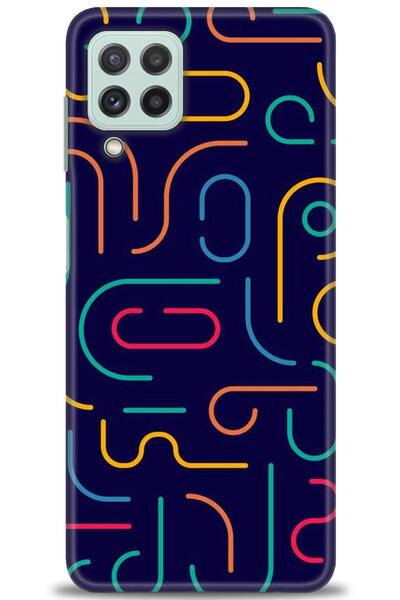 MRCİLETİSİM حافظة سامسونج جالاكسي M22 مطبوعة بدقة HD - أشرطة ملونة + واقي شاش...