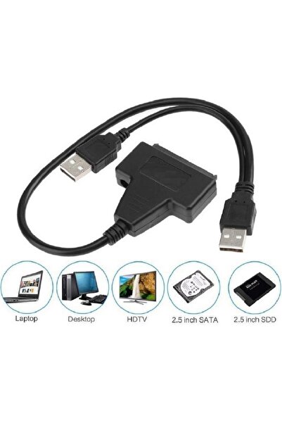 Derwell Yeni Usb 2.0 2.5 3.5 İnç Sata SSD Hdd Hard Disk Dc Güç Çevirici Dönüştürücü Adaptör Kablosu