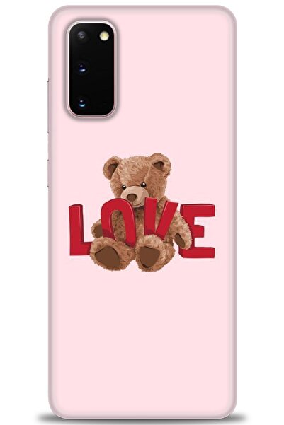 MRCİLETİSİM حافظة سامسونج جالاكسي S20 مطبوعة بدقة HD - دب الحب + واقي شاشة كامل