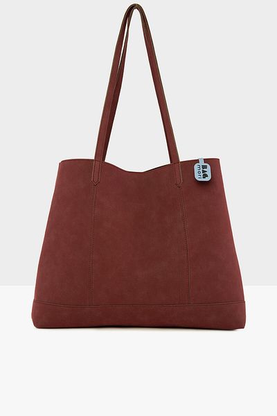 Bagmori Claret Red Women's Double Stitched Thin Strap Large Nubuck Bag M000008185