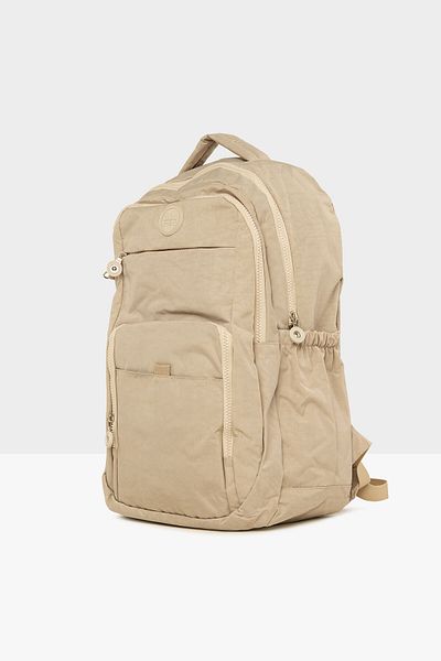 Bagmori Cream Women's Multi-Pocket Multi-Zipper Large Backpack M000008195
