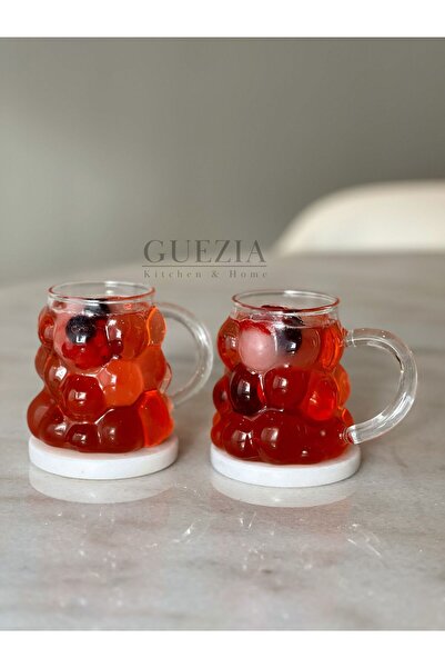 GUEZIA Kulplu Üzüm Bardak | Boncuk Şekilli Bardak | Kahve Ve Sunum Bardağı | ...