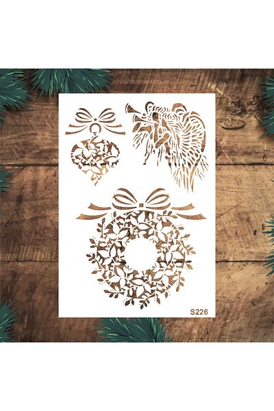STENCİLTASARIM Stencil Design S226 New Year Wall Wooden Glass Painting Pattern