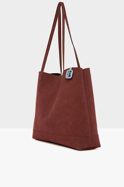 Bagmori Claret Red Women's Double Stitched Thin Strap Large Nubuck Bag M000008185