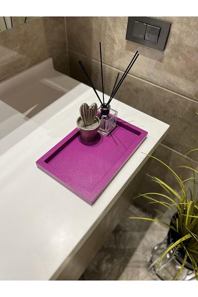 Maison Avf Hazeran Purple Mini Rectangular Wooden Tray - Colorful Model Decoration Organizer (29X19 CM)