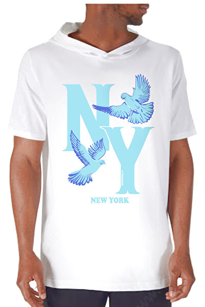 ROCKANDROLL Ny Голуби Білий Капюшон Короткий Рукав Чоловічий Футболка