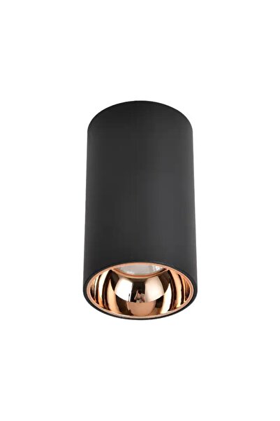 Cata Dekoratif Tekli Foça Spot Kasası - Siyah & Rose Gold Kasa - Yuvarlak - Sıva Üstü - CT-5421SB