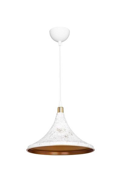 EvLight White Single Pendant Lamp Chandelier with Emerald Gold Detail