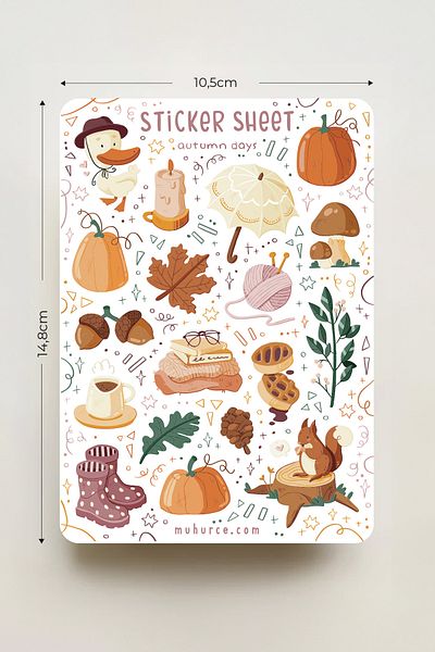 MÜHÜRCE Autumun Days - مجموعة ملصقات Bujo لأيام الخريف