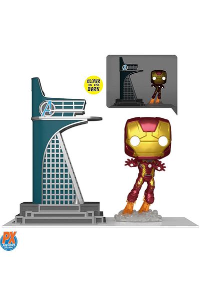 Funko أفنجرز 2 الرجل الحديدي مع برج أفنجرز المتوهج في الظلام فانكو بوب! مدينة رقم 35 إصدار خاص