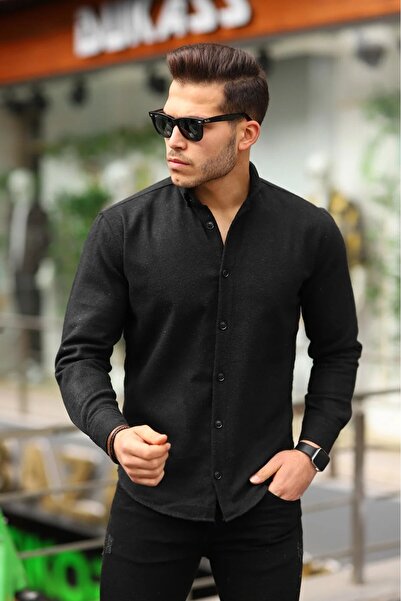 LEYEL Moda Erkek Kışlık Yeni Sezon Pamuklu Kaşe Kumaş Gömlek