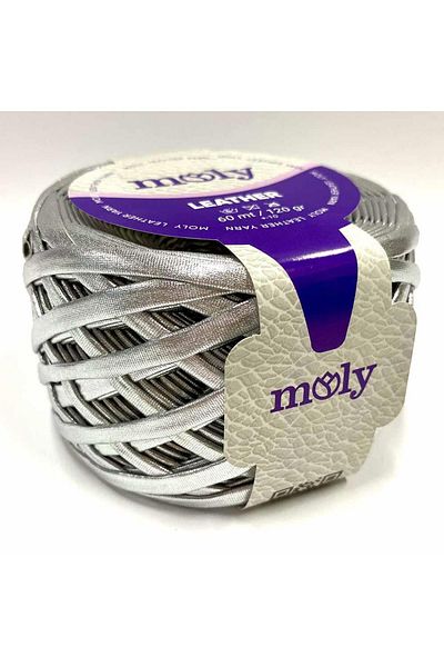 Moly Μεταλλικό Δερμάτινο Σχοινί Ασημί (120 γρ.)