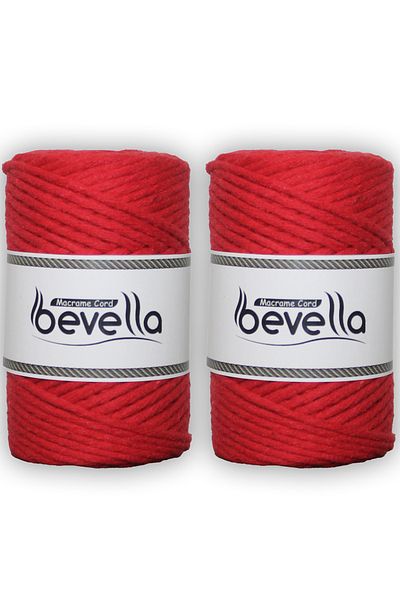 Bevella Macrame Cord Scannable Macrame Thread Single Twist 3 mm Scanned Macrame Polyester Cotton Thread 2 x 250 gr