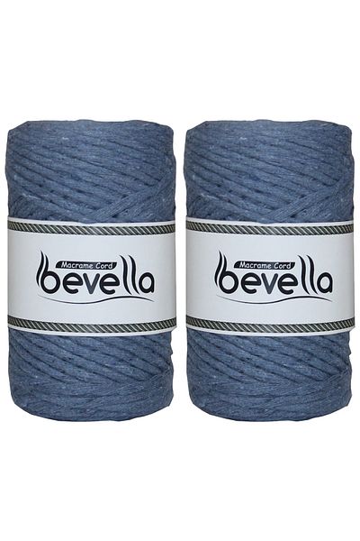 Bevella Macrame Cord Τυλιγμένο σχοινί μακραμέ μονό στριφτό 3 mm Σχοινί βαμβακερό πολυεστέρα μακραμέ 2 x 250 gr