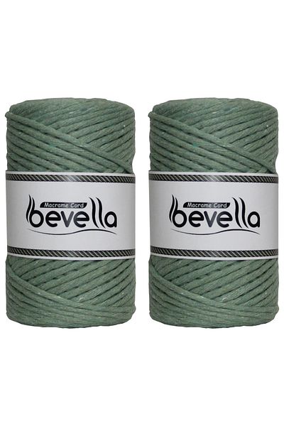 Bevella Macrame Cord Τυλιγμένο σχοινί μακραμέ μονό στριφτό 3 mm Σχοινί βαμβακερό πολυεστέρα μακραμέ 2 x 250 gr