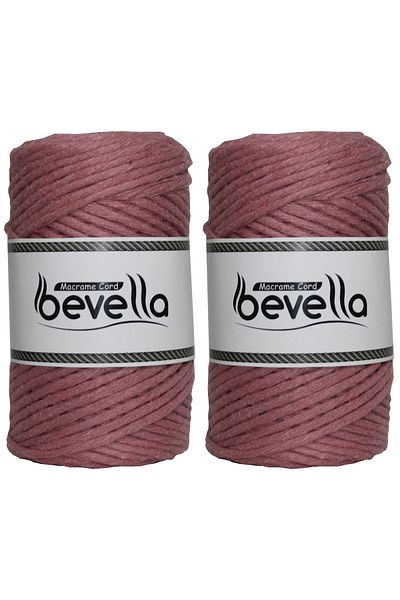 Bevella Macrame Cord Τυλιγμένο σχοινί μακραμέ μονό στριφτό 3 mm Σχοινί βαμβακερό πολυεστέρα μακραμέ 2 x 250 gr