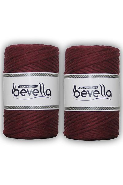 Bevella Macrame Cord Scannable Macrame Thread Single Twist 3 mm Scanned Macrame Polyester Cotton Thread 2 x 250 gr